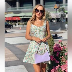 ZARA FLORAL SATIN EFFECT PRINT DRESS